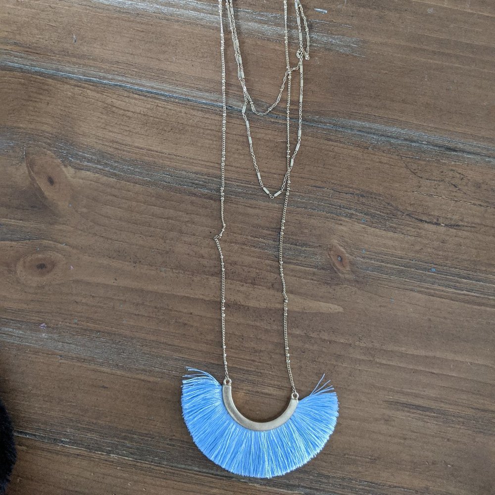 Boho Blue Tassel Multi-Layer Necklace